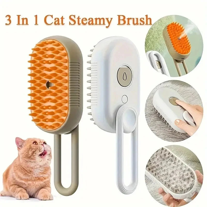 Cat Dog Pet Spray Massage Brush One Button Steam Spray Folding Rotatable Floating Hair Bath Hair Removal Brush Comb