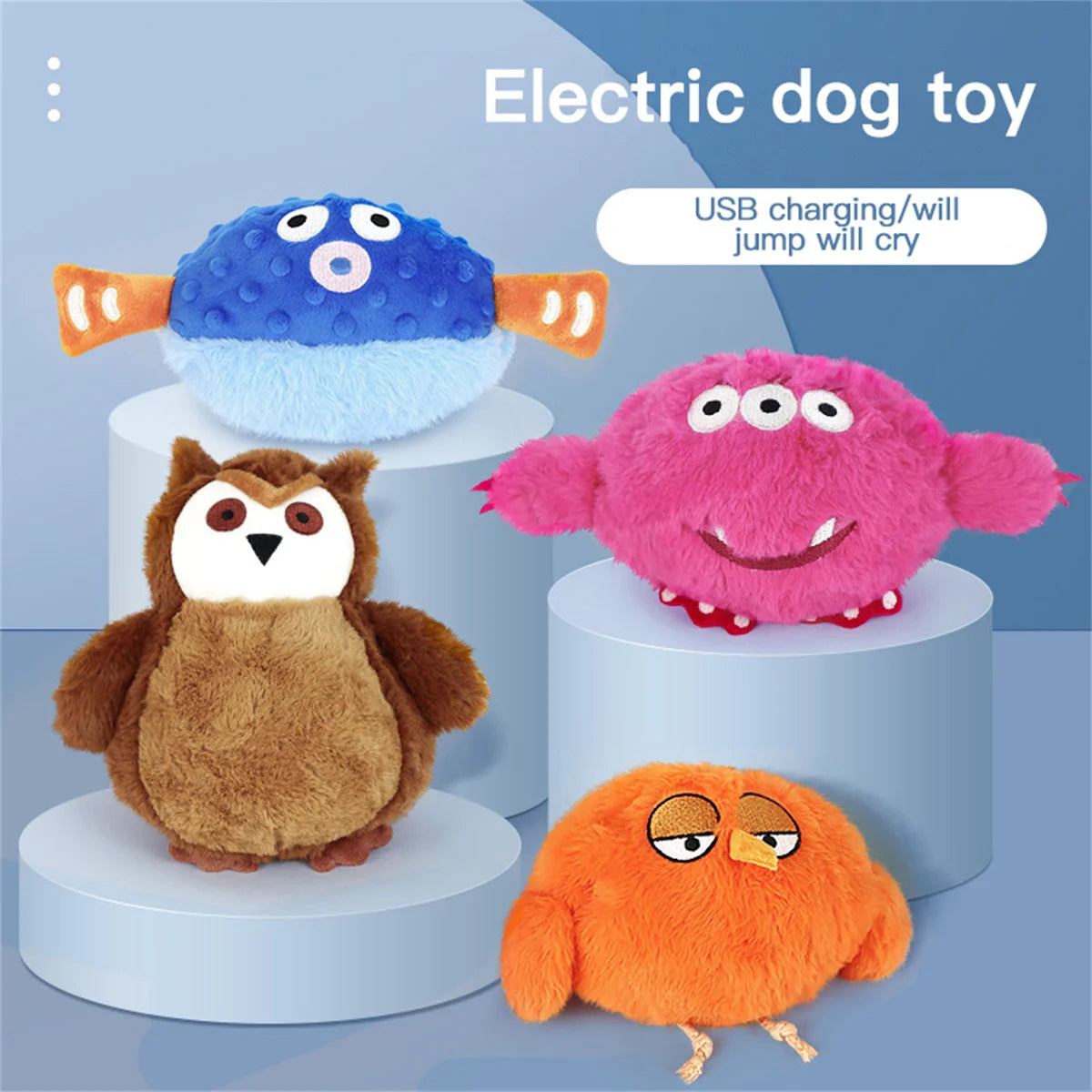 Teddy Run Interactive Dog Toys Musical Ball, Self Moving Balls,Chewable Plush Cover, USB Rechargeable, for Small and Medium Dogs